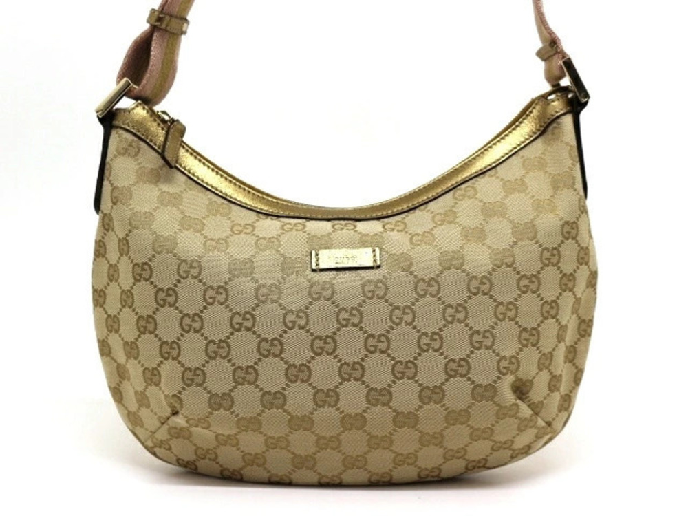 Gucci Bag Shoulder GG Canvas Beige Cream Gold